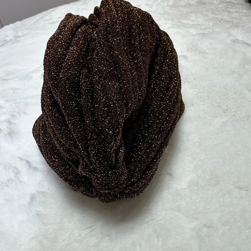 Brown Glittery Turban Headband